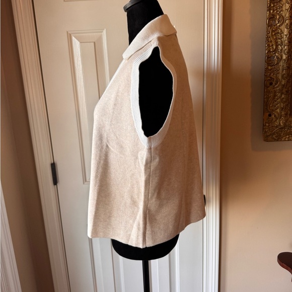 New York & Company Beige & White Collared Sleeveless Cropped Knit Top size xl - Picture 5 of 12